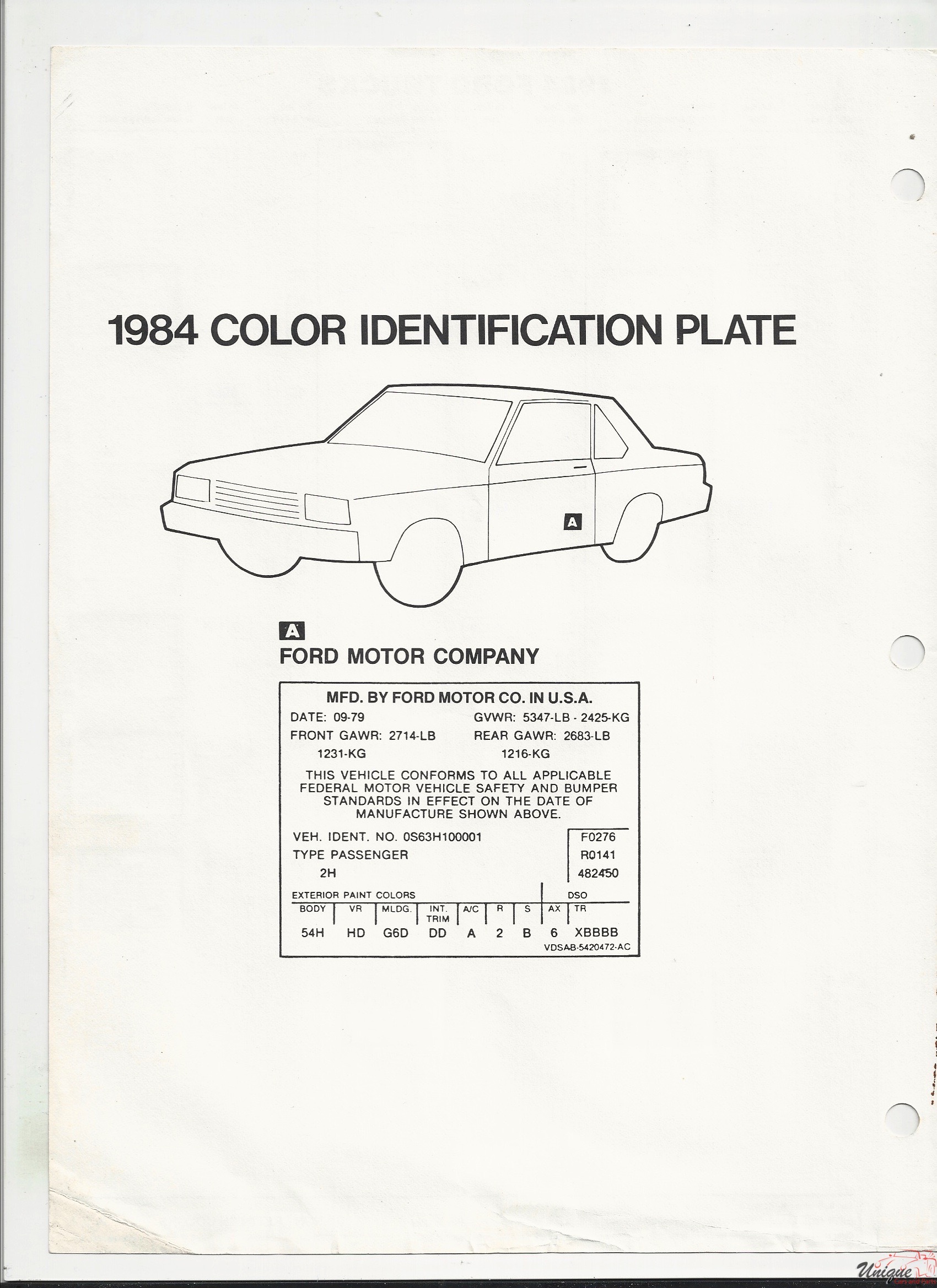 1984 Ford-5 Paint Charts